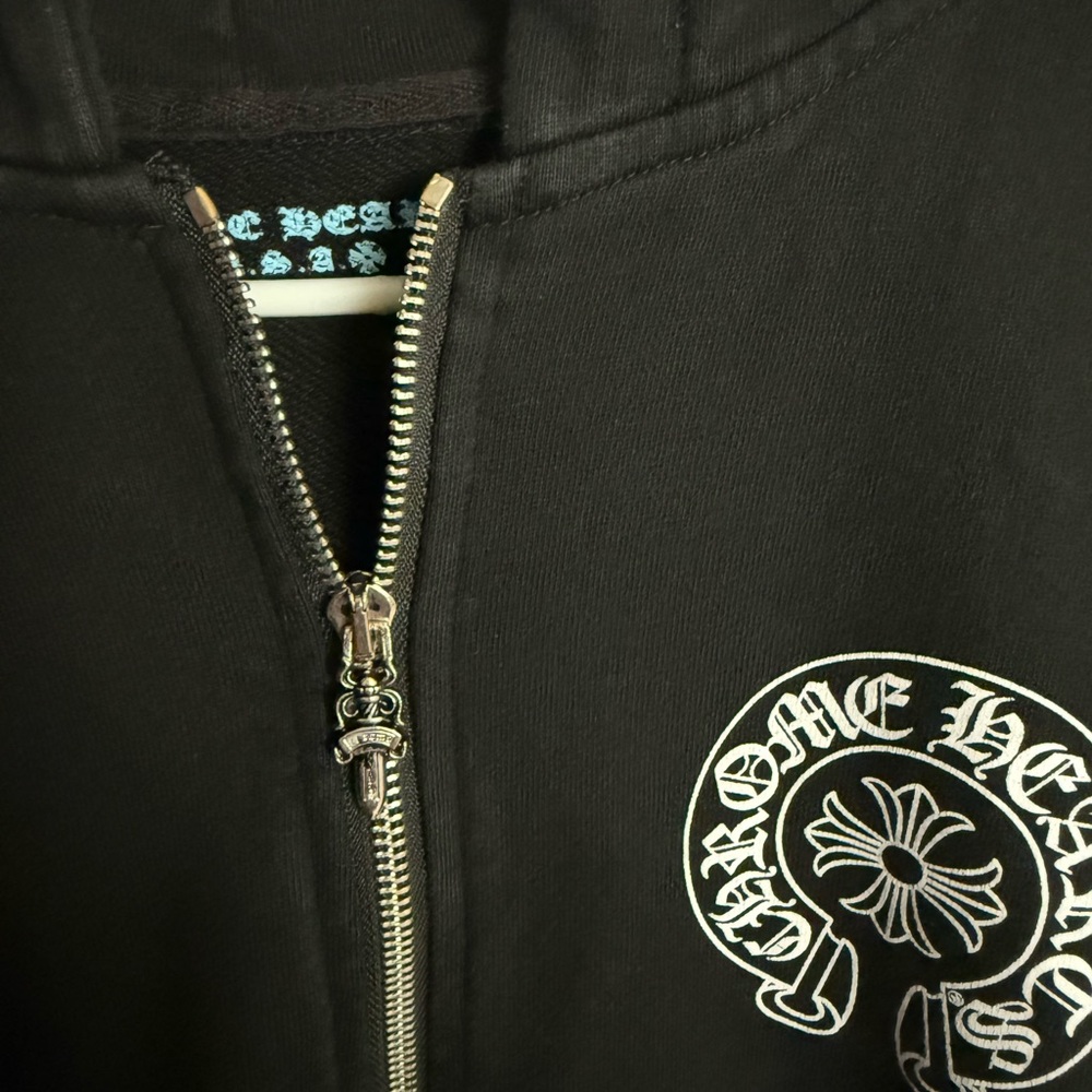 Chrome Hearts Black Hoodie with Silver Zipper